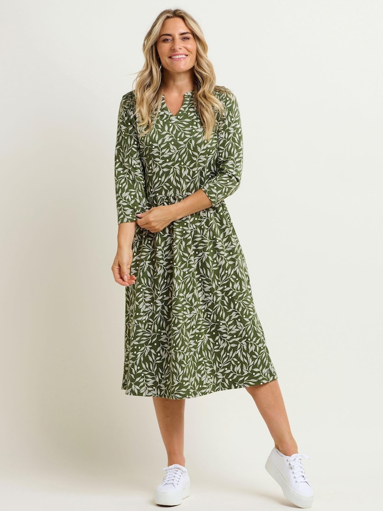 Brakeburn Natural Orchard Leaf Midi Dress - Image 1 of 4