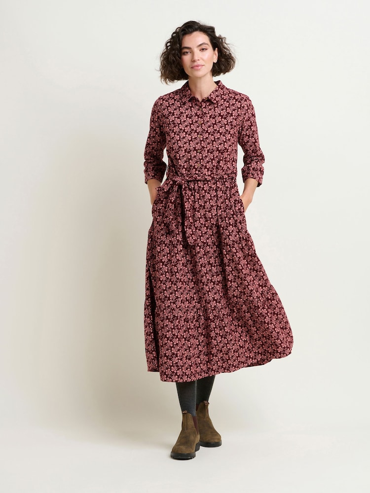 Brakeburn Maroon Thistle Cord Maxi Dress - Image 1 of 4