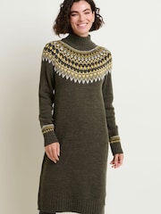 Brakeburn Green Roll Neck Knitted Dress - Image 1 of 4