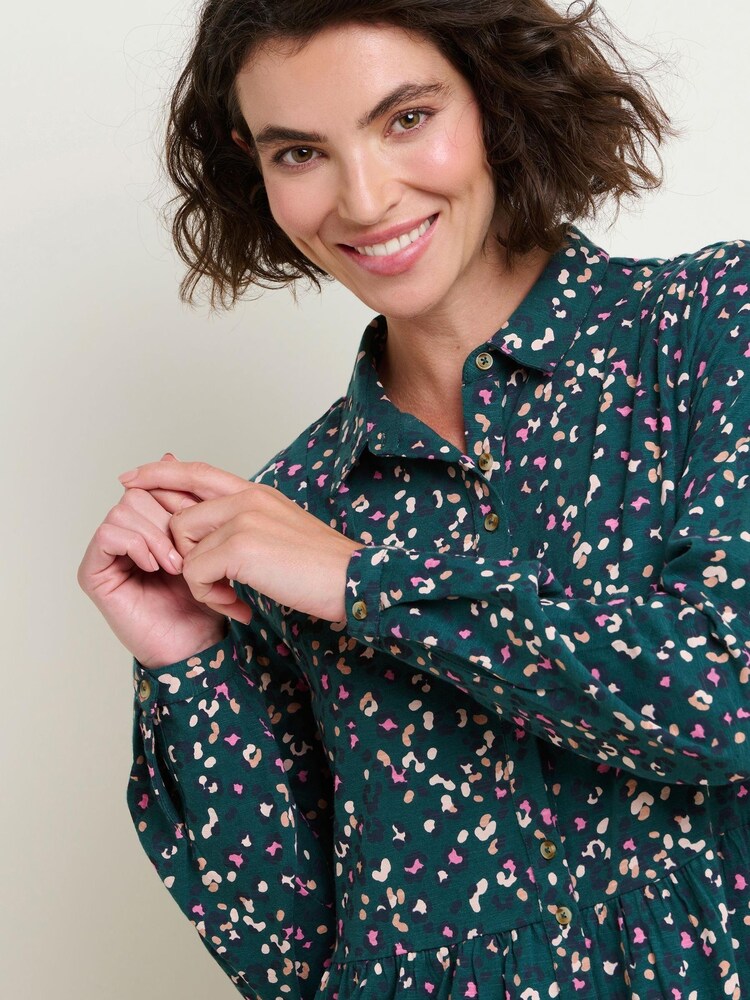Brakeburn Blue Leopard Spot Midaxi Shirt Dress - Image 4 of 4