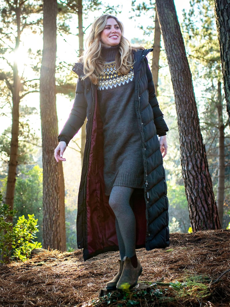 Brakeburn Black Slim Longline Puffer Coats - Image 1 of 5