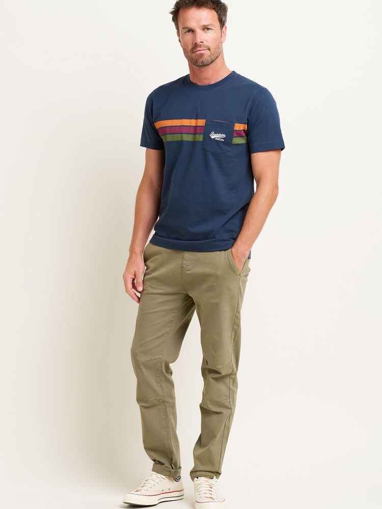 Brakeburn Blue Chest Stripe T-Shirt - Image 2 of 4