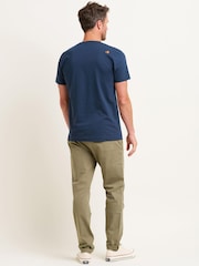 Brakeburn Blue Chest Stripe T-Shirt - Image 3 of 4
