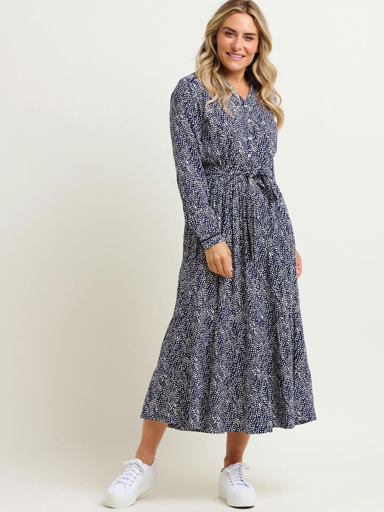 Brakeburn Blue Flowing Spots Maxi Shirt Dress - Image 1 of 4