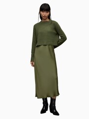 AllSaints Green Tierny Crew Neck Dress - Image 1 of 8