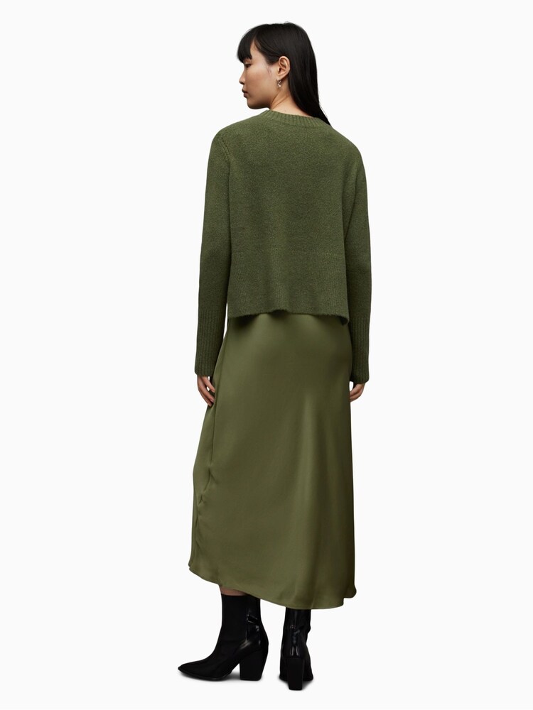 AllSaints Green Tierny Crew Neck Dress - Image 2 of 8