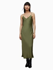 AllSaints Green Tierny Crew Neck Dress - Image 5 of 8