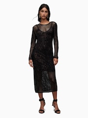 AllSaints Black 100% Cotton Maxi Rosalie Dress - Image 1 of 6