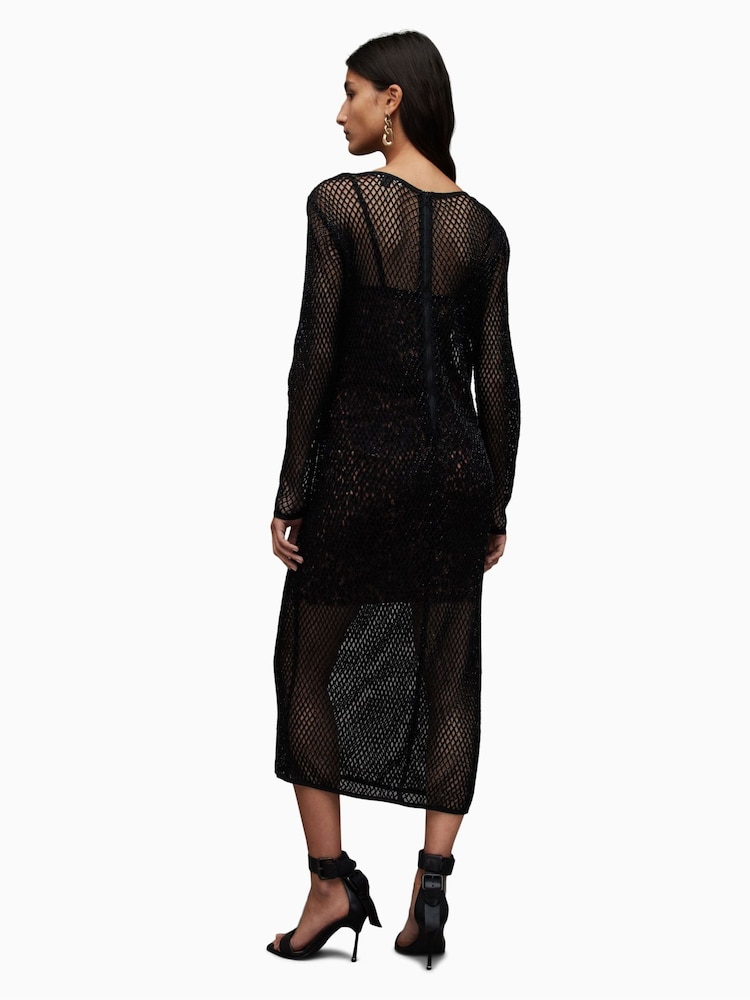 AllSaints Black 100% Cotton Maxi Rosalie Dress - Image 2 of 6