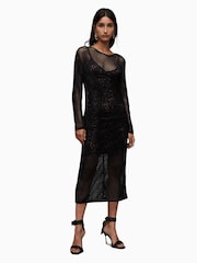 AllSaints Black 100% Cotton Maxi Rosalie Dress - Image 3 of 6