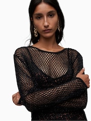 AllSaints Black 100% Cotton Maxi Rosalie Dress - Image 5 of 6