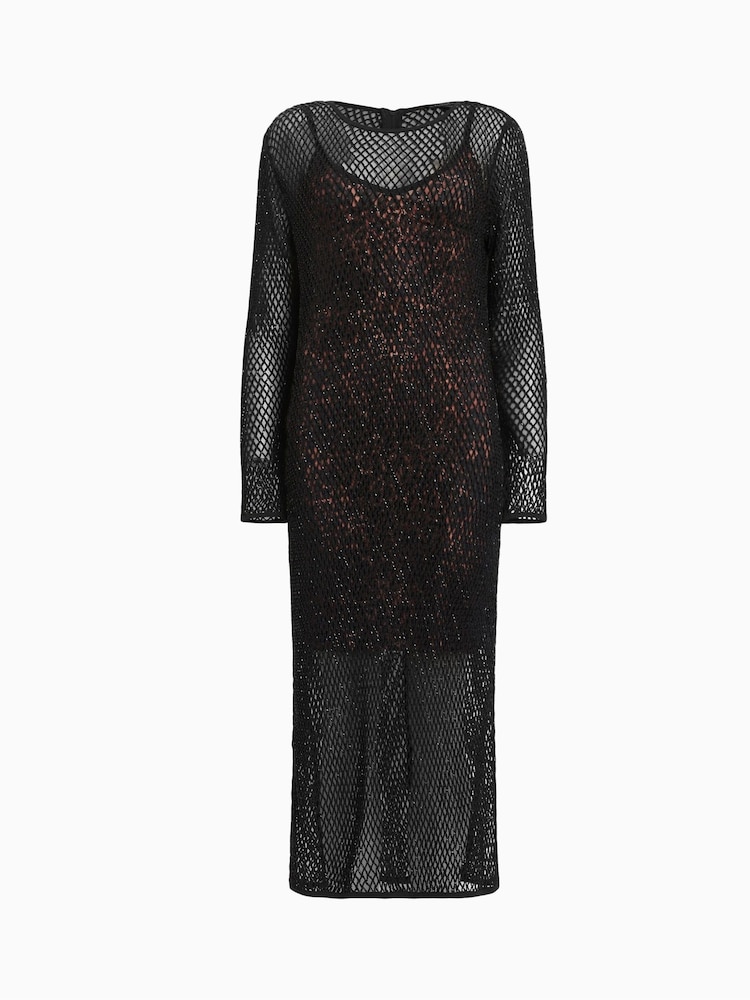 AllSaints Black 100% Cotton Maxi Rosalie Dress - Image 6 of 6