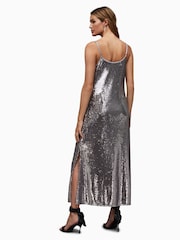 AllSaints Grey Hadley Sequin Dress - Image 2 of 6