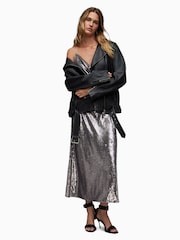 AllSaints Grey Hadley Sequin Dress - Image 4 of 6
