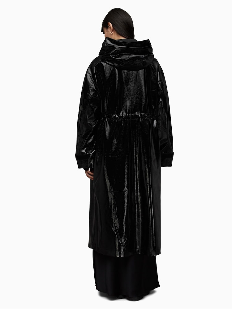 AllSaints Black Erna Trench Coat - Image 2 of 7