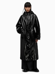 AllSaints Black Erna Trench Coat - Image 3 of 7