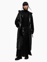 AllSaints Black Erna Trench Coat - Image 4 of 7