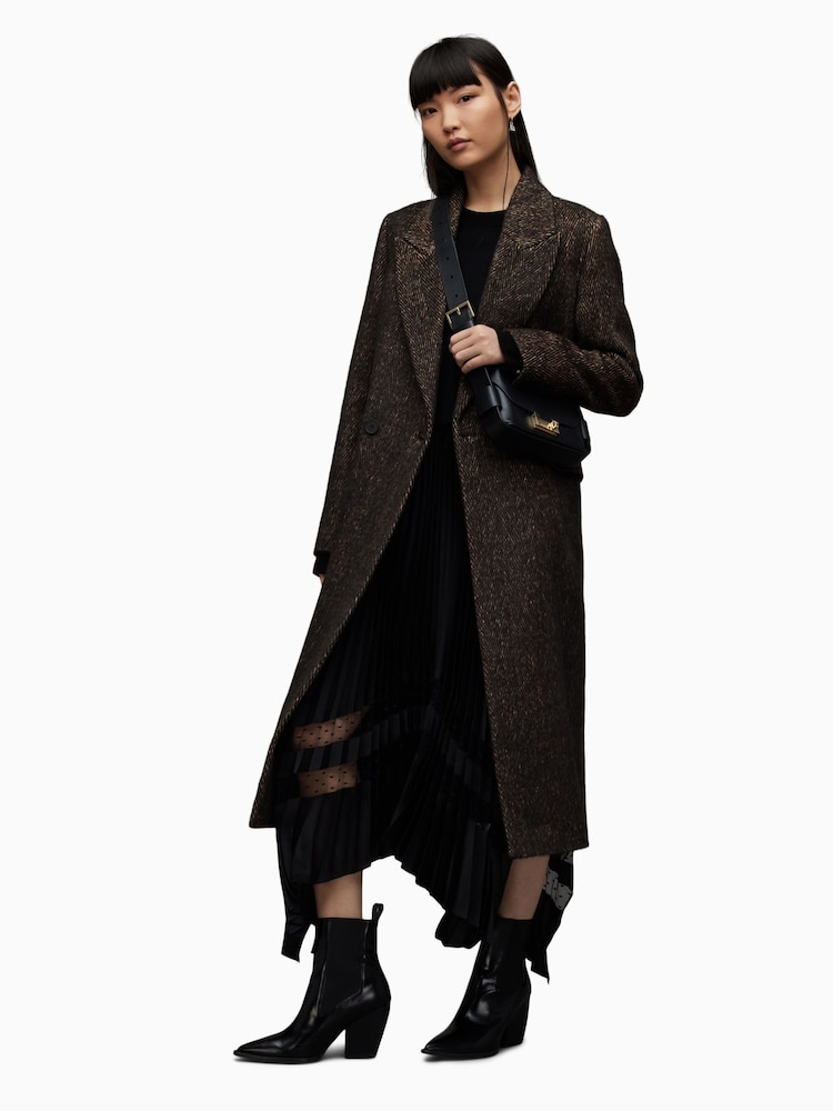 AllSaints Black Elyria Coat - Image 1 of 7