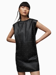 AllSaints Black Pinstud Mika Dress - Image 1 of 6