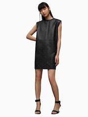 AllSaints Black Pinstud Mika Dress - Image 3 of 6