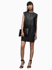 AllSaints Black Pinstud Mika Dress - Image 4 of 6