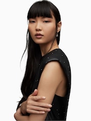 AllSaints Black Pinstud Mika Dress - Image 5 of 6