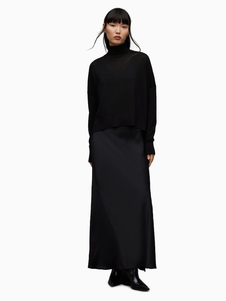 AllSaints Black Amos Mercer Dress - Image 1 of 8
