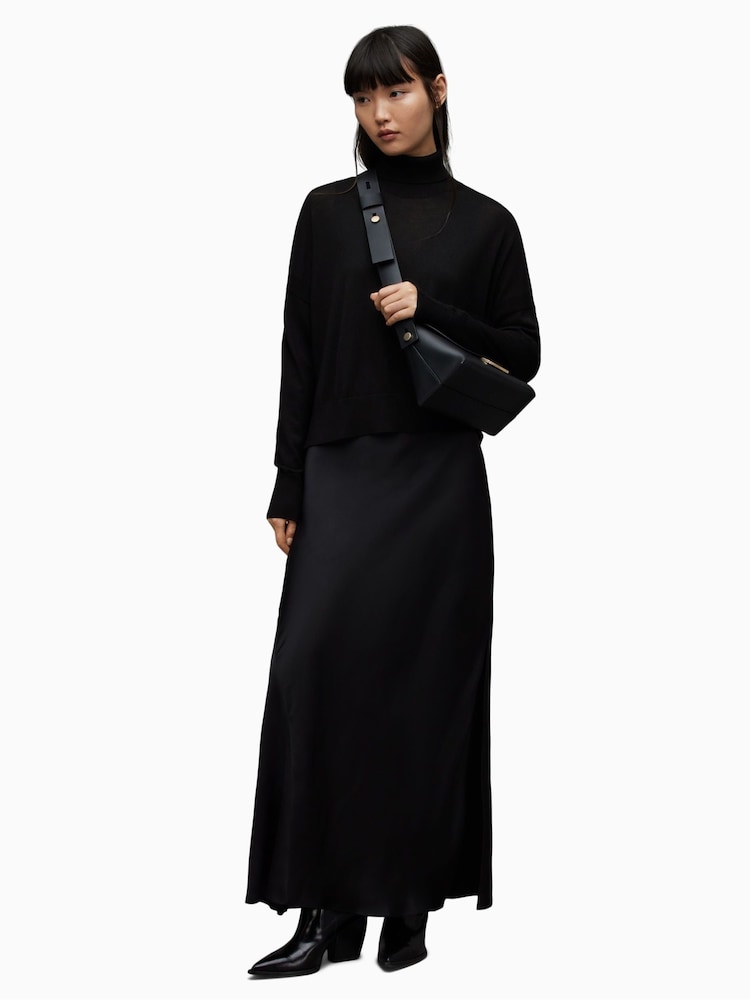 AllSaints Black Amos Mercer Dress - Image 3 of 8