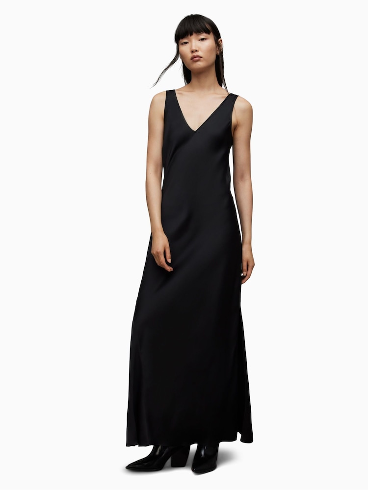 AllSaints Black Amos Mercer Dress - Image 4 of 8