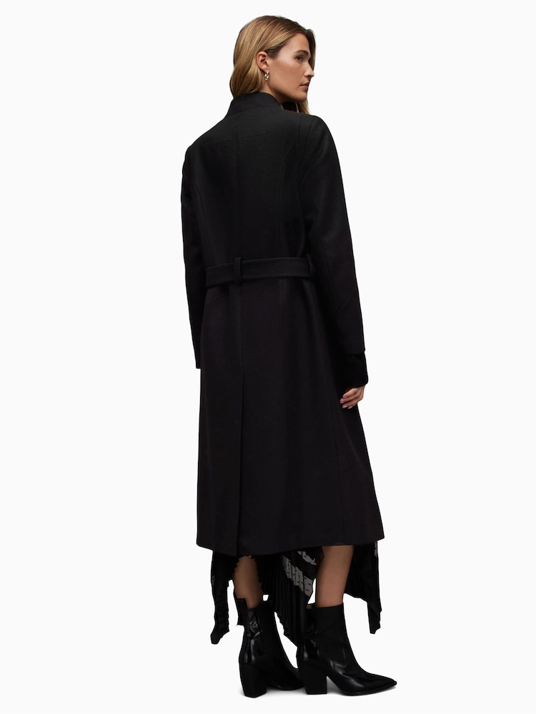 AllSaints Black Riley Coat - Image 2 of 9