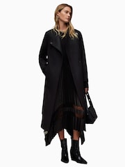 AllSaints Black Riley Coat - Image 3 of 9