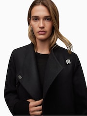 AllSaints Black Riley Coat - Image 7 of 9