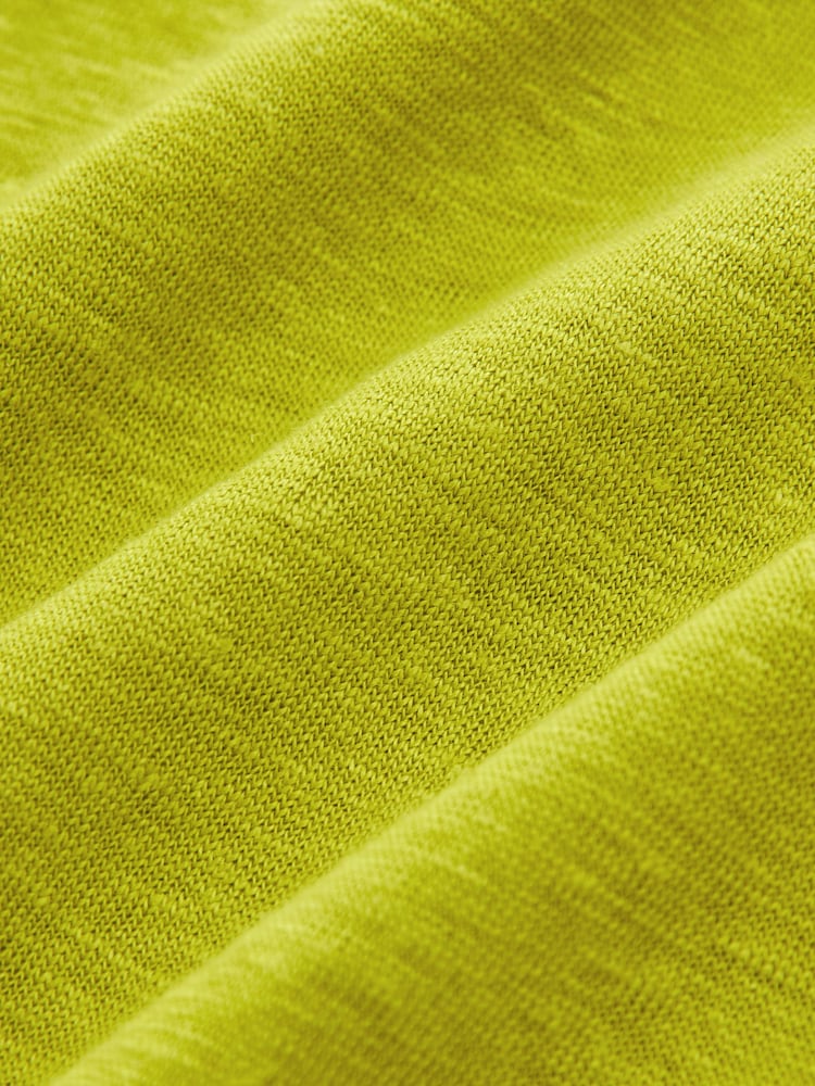 Lime Green Slim Fit Premium 100% Linen Crew Neck Short Sleeve T-Shirt - Image 6 of 6
