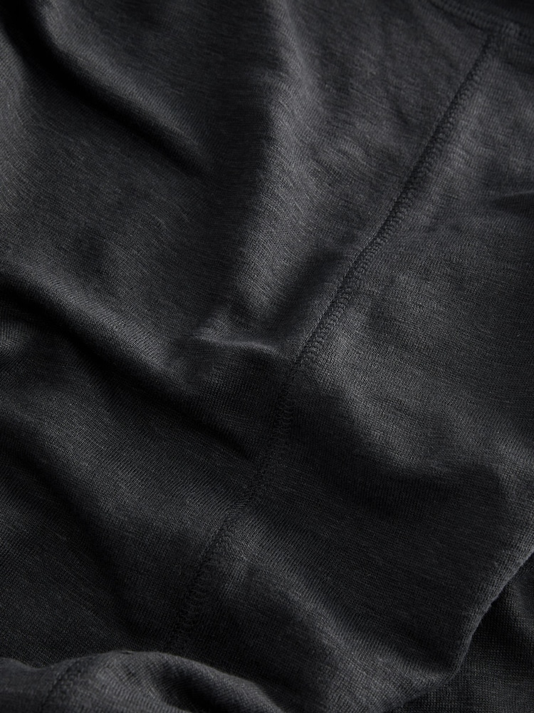 Black Slim Fit Premium 100% Linen Crew Neck Short Sleeve T-Shirt - Image 6 of 6