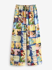 Blue Patch Print Wide Leg Trousers - Image 5 of 6