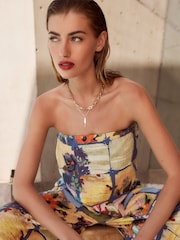 Blue Patch Print V-Front Bandeau Top - Image 1 of 6