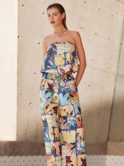 Blue Patch Print V-Front Bandeau Top - Image 2 of 6