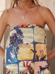Blue Patch Print V-Front Bandeau Top - Image 4 of 6
