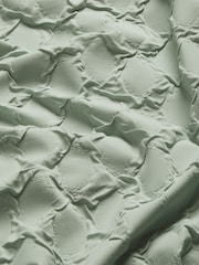 Green Sage Textured Embossed Square Pattern Bedding Duvet Cover and Pillowcase Set - Image 3 of 4