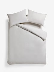 White Crinkle Gauze 300 Thread Count 100% Cotton Duvet Cover and Pillowcase Set - Image 4 of 4