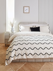 Monochrome Tufted Wave 100% Cotton Duvet Cover and Pillowcase Set - Image 1 of 4
