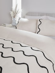Monochrome Tufted Wave 100% Cotton Duvet Cover and Pillowcase Set - Image 2 of 4