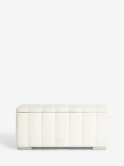 Soft Velvet Natural Oyster Mayfair Upholstered Ottoman Standard Blanket Box - Image 3 of 6