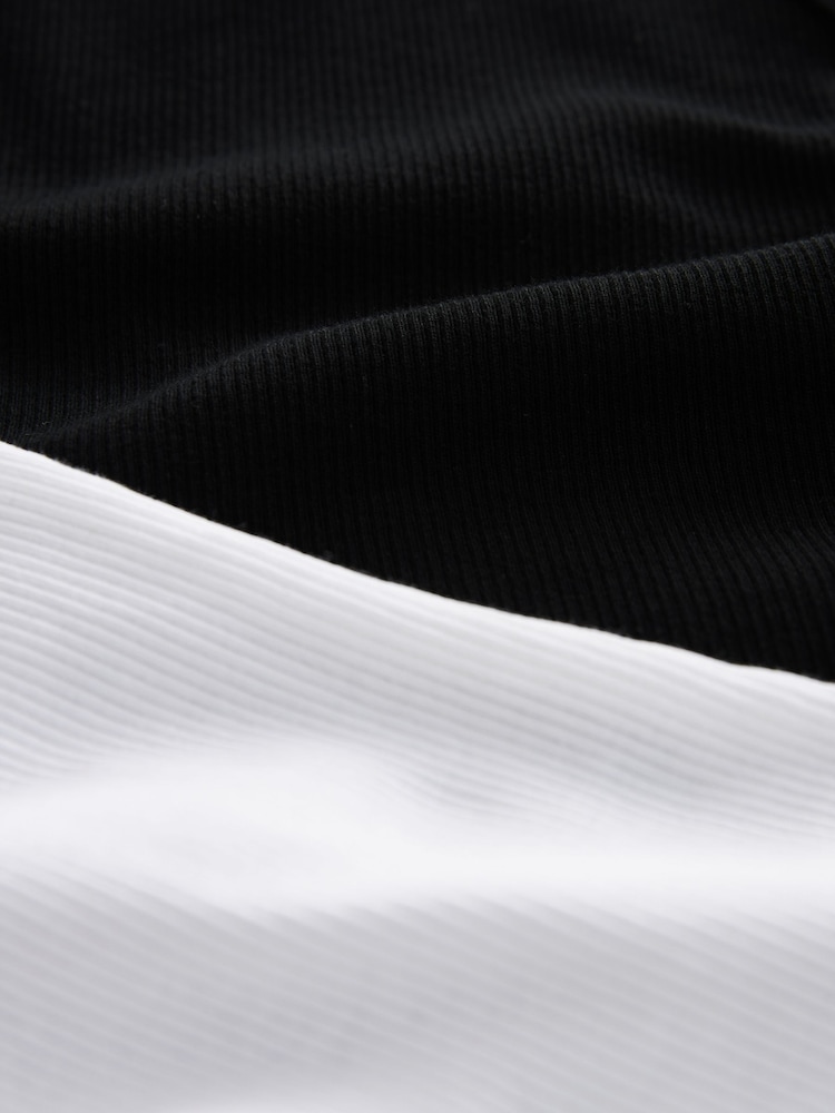 Black/White High Neck Ribbed Racer Vest Tops 2 Pack - Image 10 of 10 Black/White High Neck Ribbed Racer Vest Tops 2 Pack - Image 10 of 10