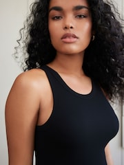Black/White High Neck Ribbed Racer Vest Tops 2 Pack - Image 6 of 10