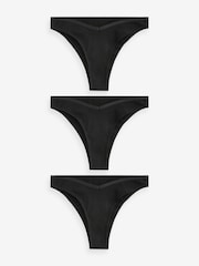 Black Brazilian Cotton Rib Knickers 3 Pack - Image 6 of 6