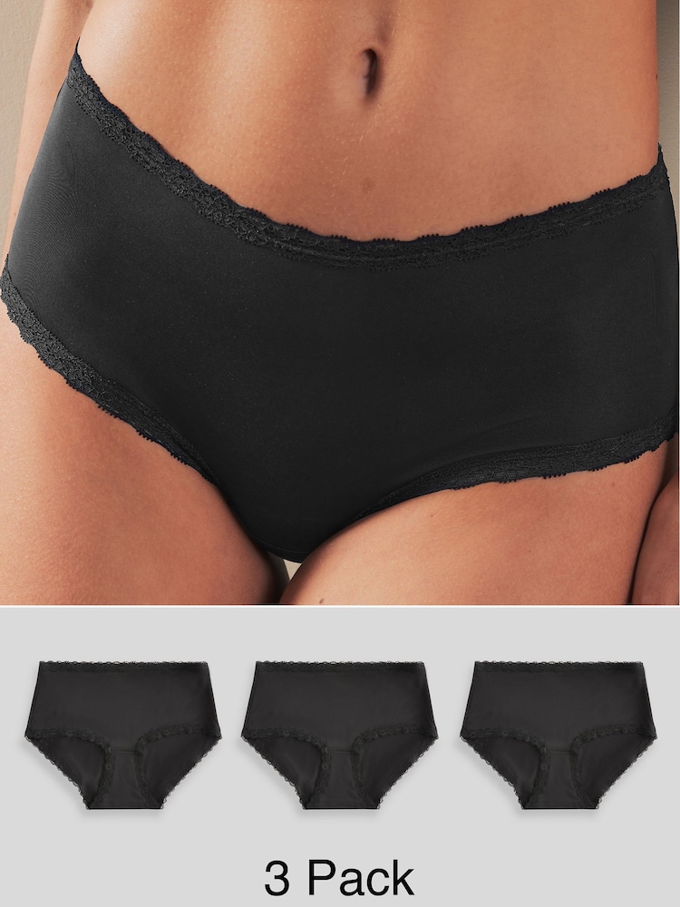 Black Midi Knickers 3 Pack - Image 1 of 6