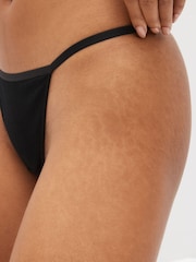 Black Thong Cotton Rib Knickers 3 Pack - Image 4 of 7