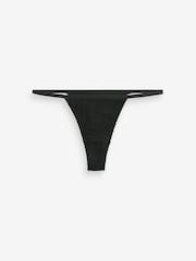 Black Thong Cotton Rib Knickers 3 Pack - Image 6 of 7