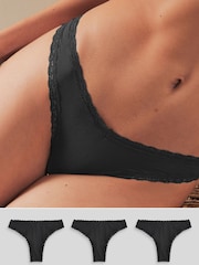 Black Brazilian Knickers 3 Pack - Image 1 of 6